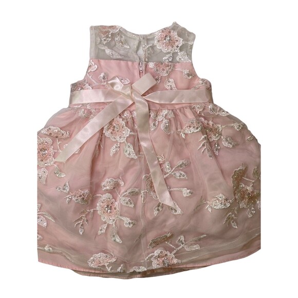 Rare Editions Toddler Girl 18M Pink Dress White Tulle Embroidered Sequins Layers - Picture 7 of 11